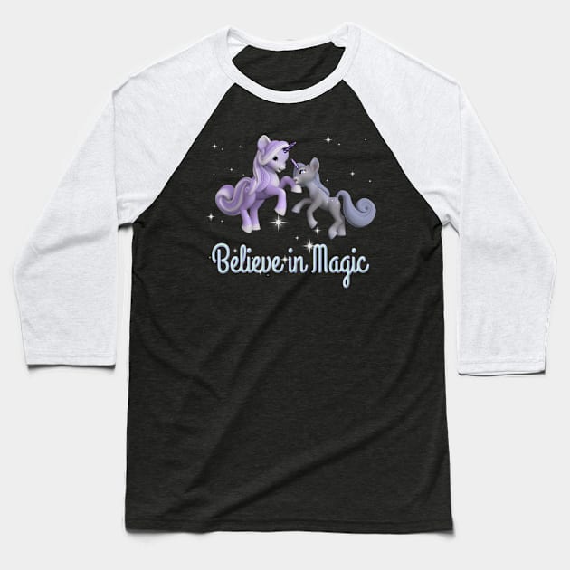 Mom and Unicorn Believe in Magic Baseball T-Shirt by AlondraHanley